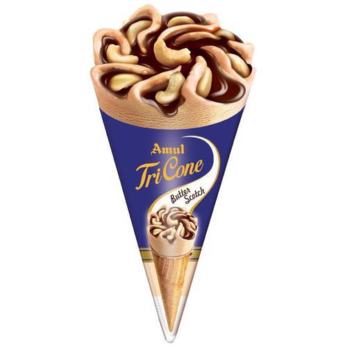Buy Amul Tricone Butterscotch Ice Cream Cone online from shops near you